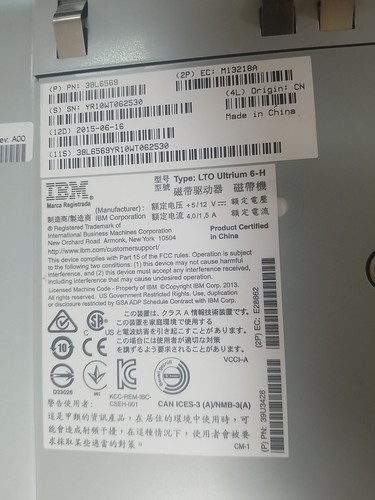 IBM Ultrium LTO Ultrium 6-H FC Internal Tape Drive 39U3428, 38L6569 - Bild 9 von 17