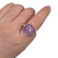 Gemstone Purple Amethyst Ring Adjustable Gold-plate Rings Accessory Jewelry
