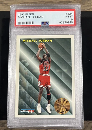 Michael Jordan 1993 Fleer Basketball Card # 224 League Leader PSA 9 MINT