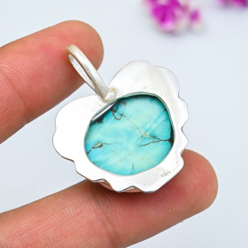 Natural Turquoise Gemstone 925 Sterling Silver Handmade Jewelry Pendant Gift - 第 5/5 張圖片