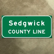Sedgwick Kansas county line Wichita highway road sign green freeway 2010 18x8