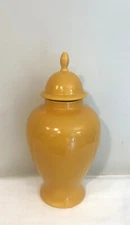 ETHAN ALLEN Mustard Temple Jar Vase Urn Made in Italy Ceramic