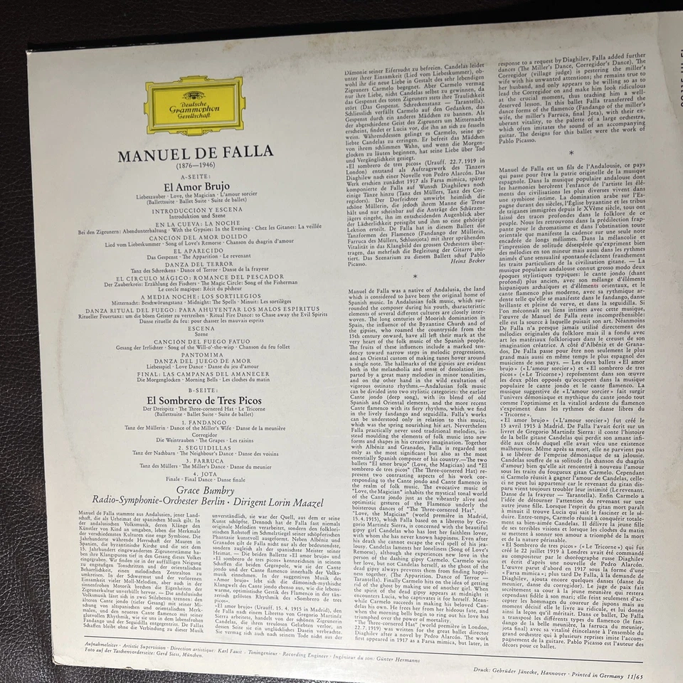 De Falla-El Amor Brujo...from “The 3 Cornered Hat” TULIP IMPORT LP Vinyl Record - Image 2 of 4