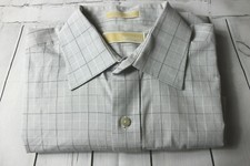 Michael Kors Mens Long Sleeve Light Gray Button Up Shirt Large 16 34/35 Fitted
