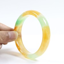 68mm Certified Natural Agate Chalcedony Multi-color Jade Bracelet Bangle a7676