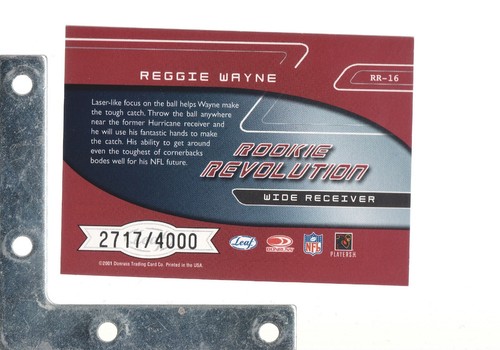 2001 Quantum Leaf Revolution #RR16 Reggie Wayne #/4000 ROOKIE KARTE RC NM + COLTS - Bild 2 von 2