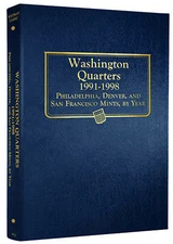 Whitman Classic Coin Album 9123 Washington Quarter 1991-1998 PDS Book  25 cent