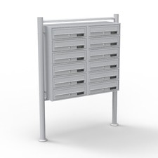 12er Briefkastenanlage silberfarben 2x6 Fächer Standbriefkasten Postfach Briefka
