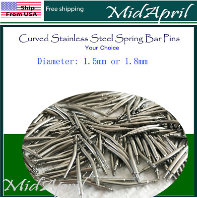 4 pc Curved Watch Spring Bar Watchband -Stainless Steel -Diameter 1.5mm or 1.8mm