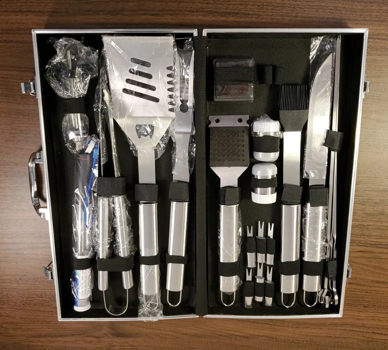 Grilljoy BBQ Grill Tools Set (20) Extra Thick Stainless Steel w Black ...