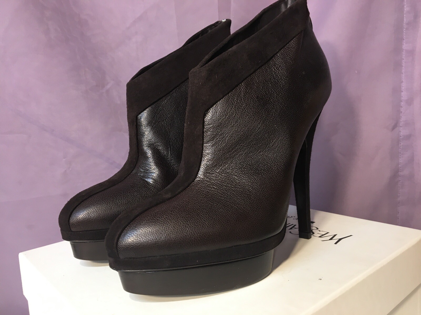 AUTHENTIC NEW YSL YVES SAINT LAURENT BROWN PLATFORM ANKLE BOOTIE BOOT PUMP 40.5