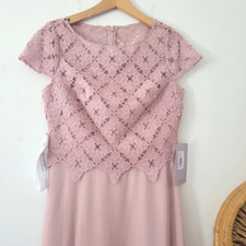 JS Collections Laura A-Line Tea Length Dress Pale Mauve 6 NWT