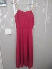 DIOLEN Vintage Red Dress UK 10/8 Gold Straps Sleeveless - Pls See Description