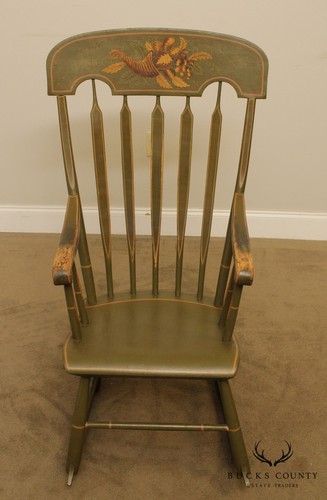 Antique 19th Century Green Painted Arrow Back Rocker - Picture 3 of 11