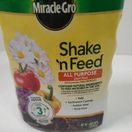 Miracle Grow Shake 'N Feed All Purpose Continuous Release Plant Food, 1 lb. NEW - Picture 3 of 10