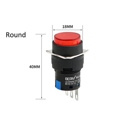 16mm Momentary/Latching Push Button Switch 12V/24V ON/OFF 1NO+1NC 5A