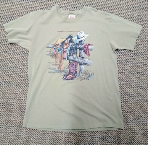 VTG 1996 USA Made American West T-Shirt Large 90s Single Stitch - Picture 4 of 7