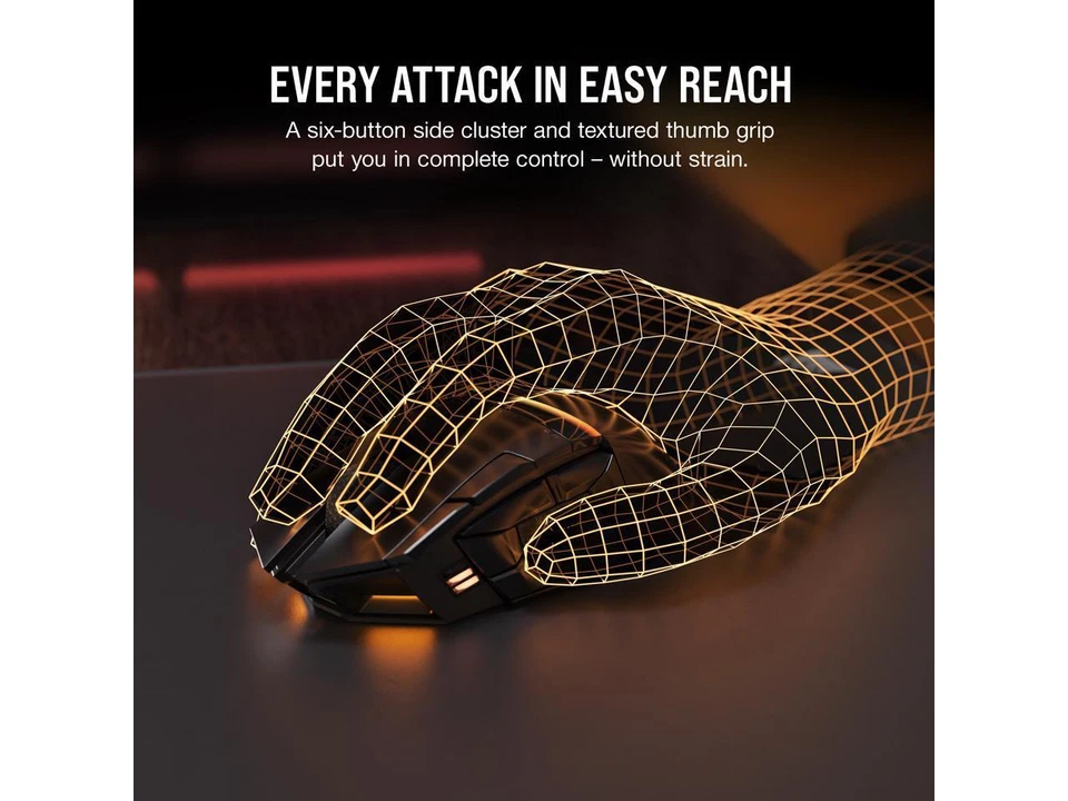 Corsair DARKSTAR RGB Wireless Gaming Mouse for MMO, MOBA - 26,000 DPI - 15 Progr - Image 3 of 4