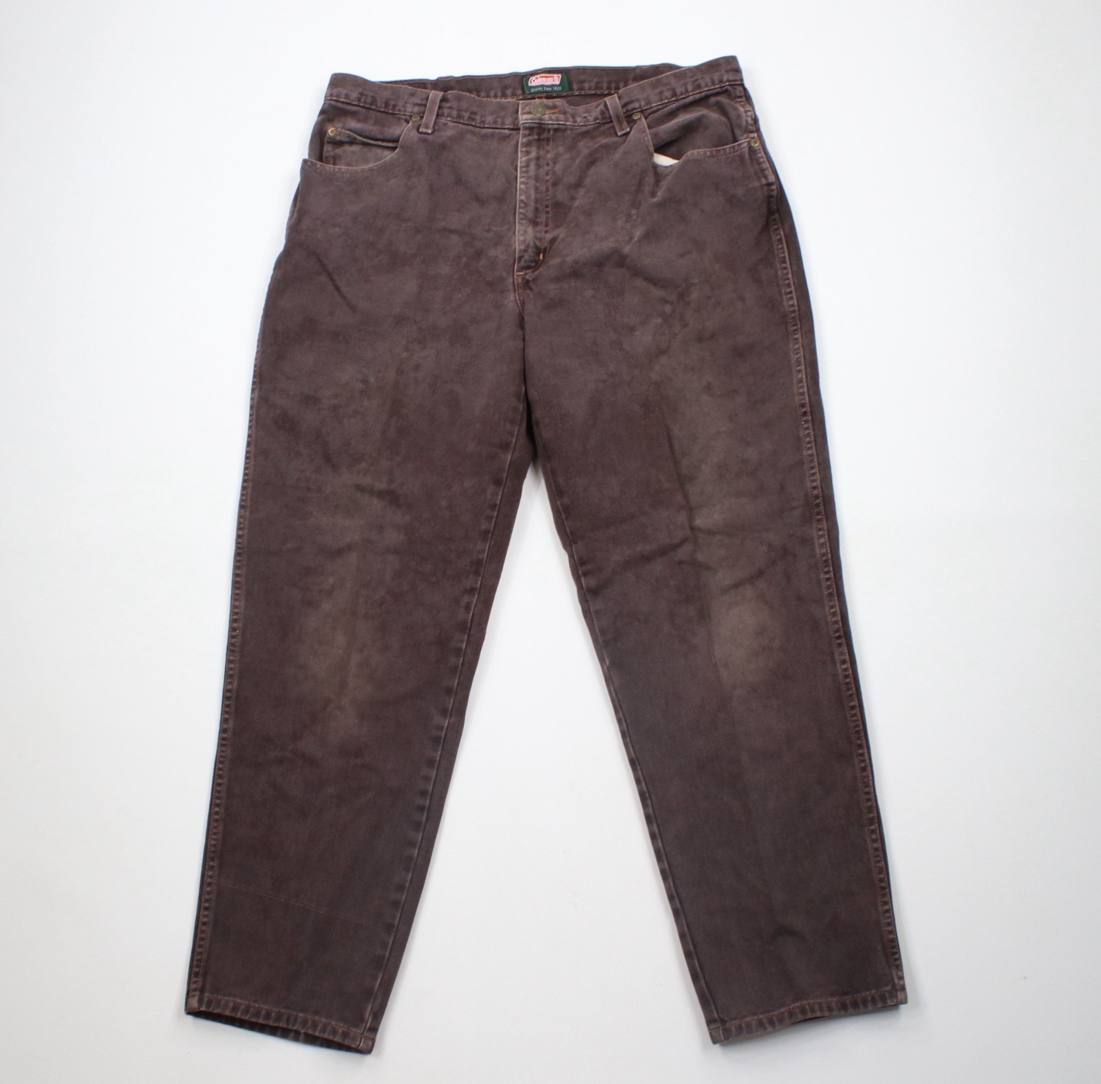 Vtg 90s Streetwear Mens 38x31 Distressed Relaxed Tapered Leg Denim Jeans Brown