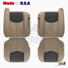2003 2004 Chevy Avalanche Driver Passenger Bottoms-Tops Leather/Cloth Cover Tan