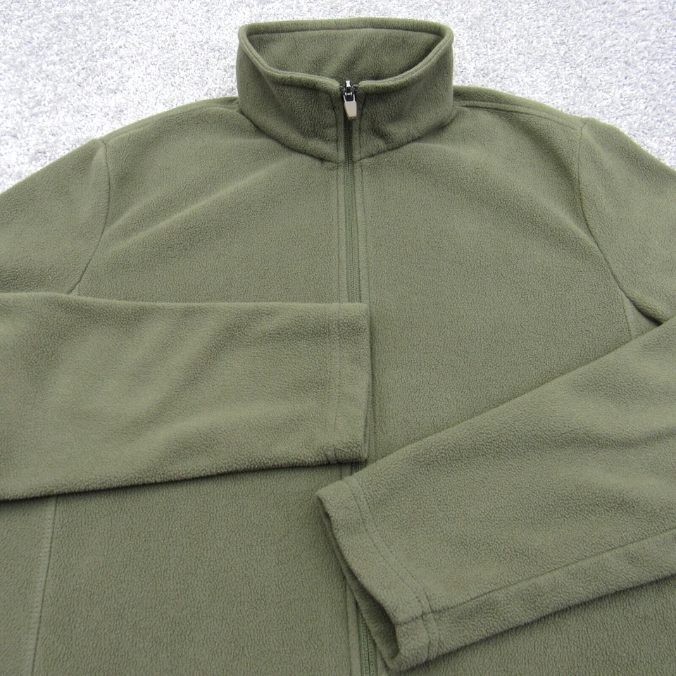 Lands' End Fleece Jacket Men's XL Green Mock Neck Full Zip Pockets Standard Fit - Image 2 of 4