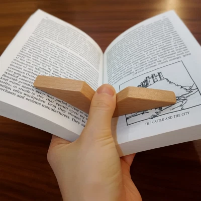 ECLECTIC SHOP UK LTD ® Book Page Holder Wooden Thumb Book Opener Reading Made Easy Use Natural Wood