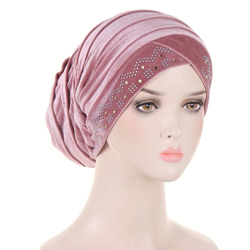 Muslim Women Velvet Turban Headscarf Bonnet Hijab Hat Baggy Head Wrap Chemo Caps - Picture 7 of 60
