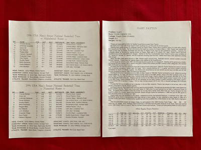 1996 USA Olympics Dream Team III basketball media guide updated roster  NBA