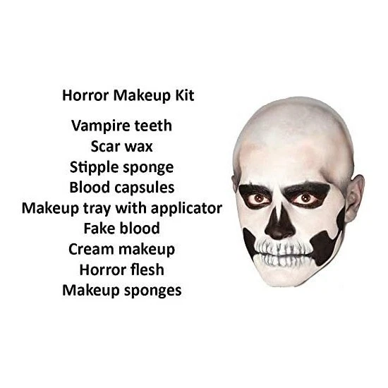 Набор для макияжа ужасов воск для шрамов искусственная плоть кровь крем клыки сделано в США рубинами - Изображение 4 из 4