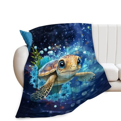 Turtle Blanket Sea Turtle Throw Blankets Cozy Fleece Flannel Blanket Lightwei...