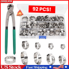 Single Ear Hose Clamps, Oetiker Clamps, 92Pcs 6.0mm-22.6mm Crimp Pipe Clamps