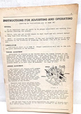USED OPERATING MANUAL FOR IHC MCCORMICK-DEERING PLANTERS REF # 1062025-1211