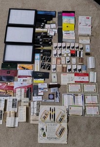 Parker, Sheaffer , Montblanc, Eversharp Brochures & 3 Display Pen Cases,..Etc