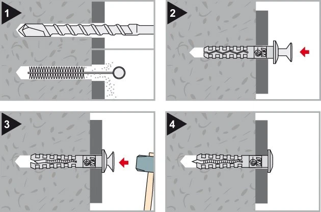 TASSELLI DA 8X80 IN NYLON CON BORDO PIATTO E VITE ZINCATA PREMONTATA CF 150 PZ - Immagine 4 di 4