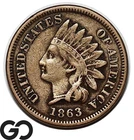1863 Indian Head Cent Penny, Tough Civil War Date