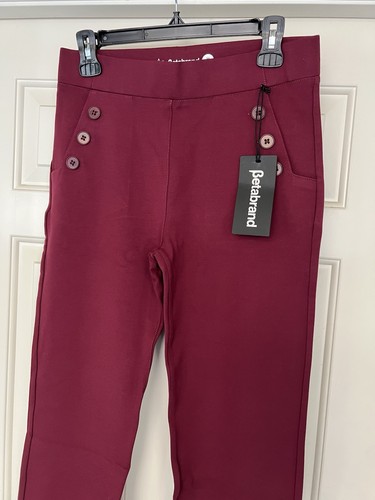 Betabrand Pants Womens PM Burgundy Dress Sailor Straight Career Casual Travel - Picture 2 of 5