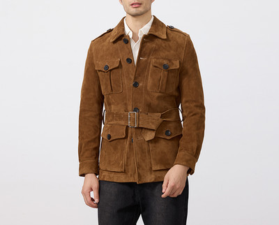 Brown  Field Leather Jacket Men Pure Suede Custom Made Size S M L XXL 3XL