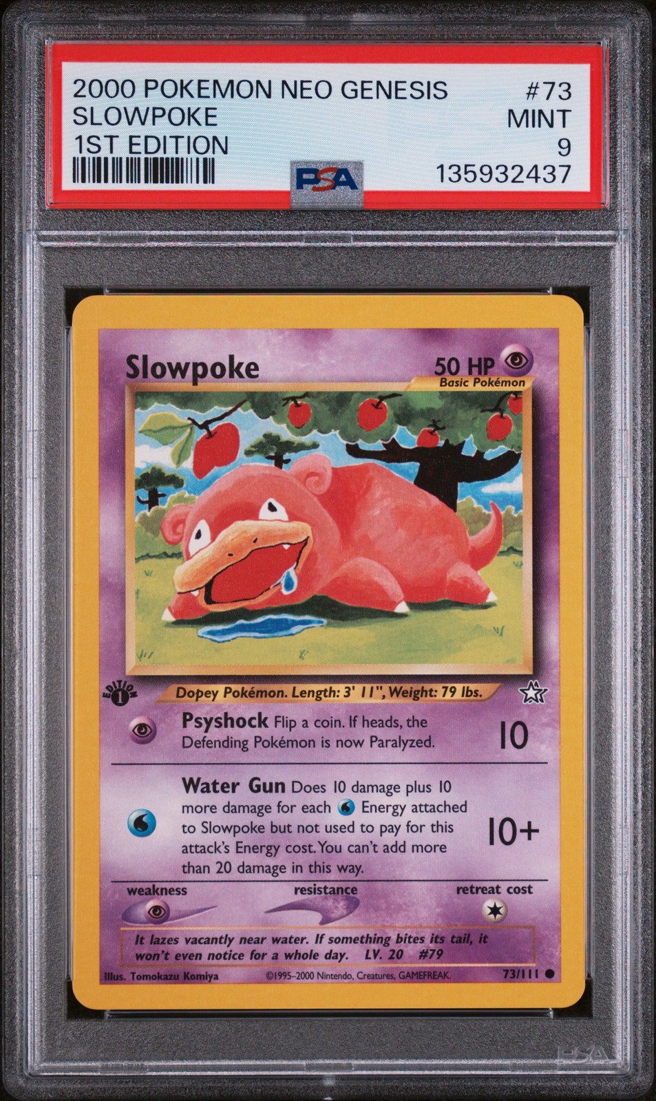 2000 POKEMON NEO GENESIS 1ST EDITION #73 SLOWPOKE PSA 9