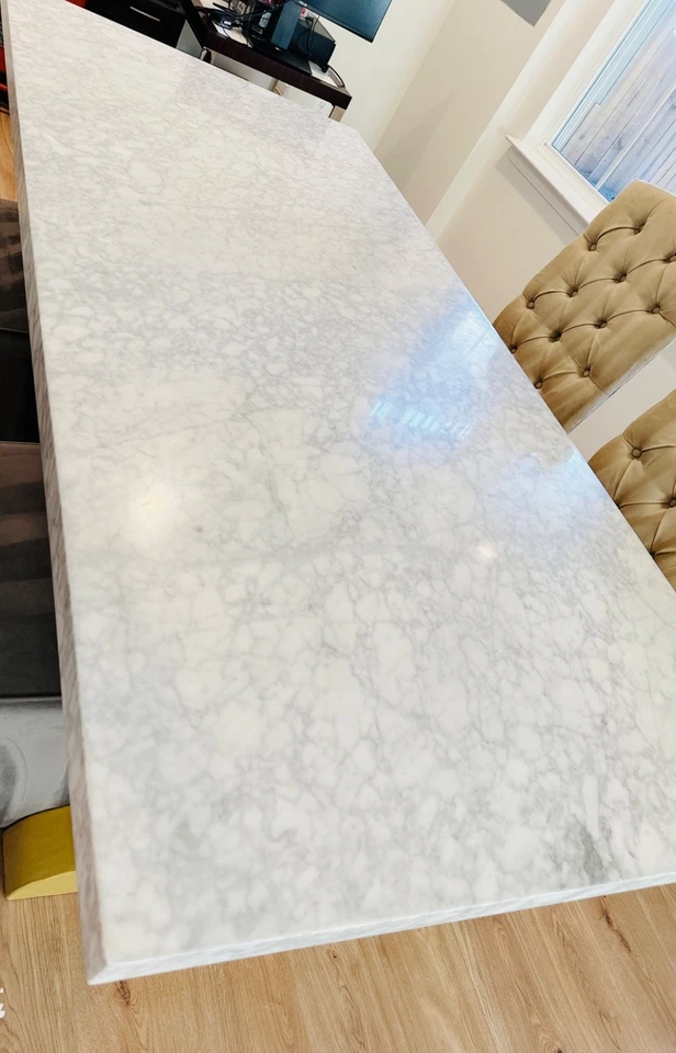 Mesa de comedor rectangular de granito para restauración 84" Foto 3 de 4