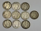 (10) US Barber Silver Halves 50c Nice Lot Ave Circ