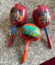 Vintage Hand-Made Gourd Mexican Maracas - Group of 3