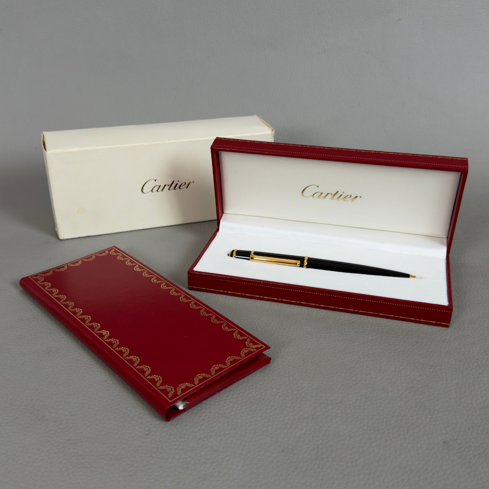 Penna Diabolo Must De Cartier Lacca Nera Oro Con Scatola Ref Vintage Anni '90