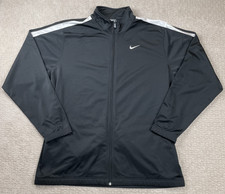 Vintage Y2K Nike Track Jacket Mens 2XL Black Reflective Woven Full Zip 274194