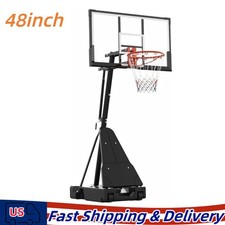 Adjustable Basketball Hoop Outdoor 10FT with 48 Inch Backboard, Portable Bask