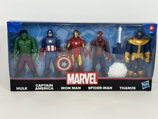 Marvel 5 Pack Avengers Action Figures Hulk Iron Man Spider Man Thanos Hasbro
