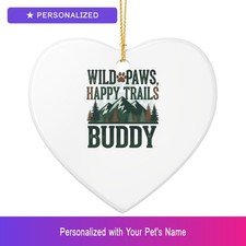 Custom Pet Paw Print Ornament Personalized Heart Shaped Pet Lover Gift Dog Owner