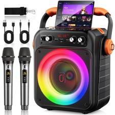 Karaoke Machine with 2 Wireless Microphones for Adults,Portable Bluetooth 5.3...
