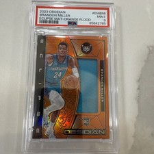 2023 Panini Obsidian Brandon Miller Eclipse Memorabilia Orange Flood /99 PSA 9