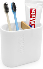 Toothbrush Holder with Bamboo Divider,Detachable for Easy Cleaning Multi-Func...
