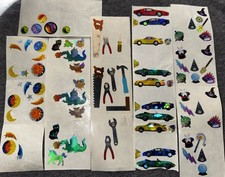 Vintage Sandylion Sticker Sheet Lot Sun Moon Tools Dragons Cars Vehicles Magic